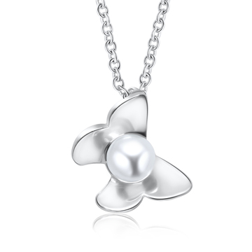 Pearly Butterfly Silver Necklace SPE-3315